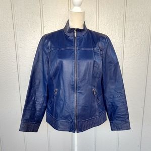 Bradley Bayou Blue Leather Motorcycle Style Jacket